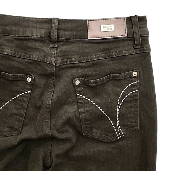 Simon Chang Women's Khaki Brown  Denim Jeans Straight Leg Stretch Size 2 - Picture 9 of 16